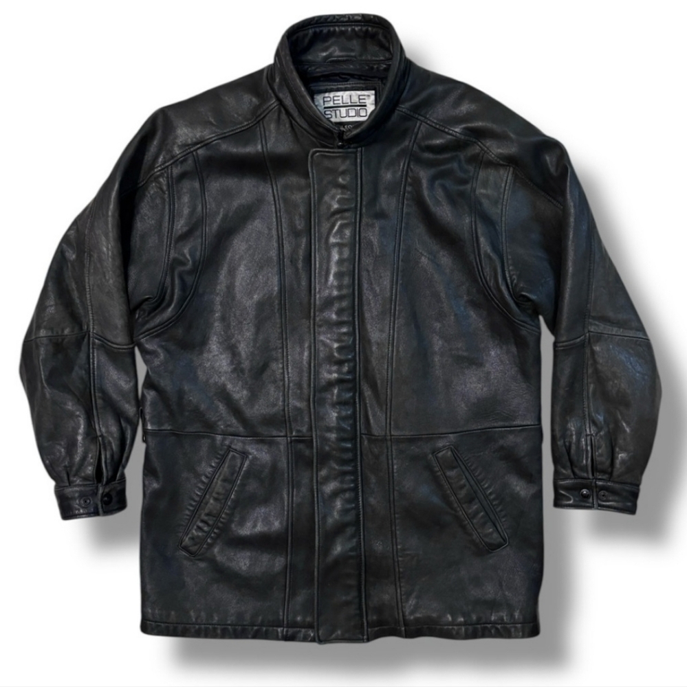 WILSONS LEATHER PELLE STUDIOS Black Leather Jacket VINTAGE